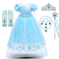 Frozen Costume Princess Dress for Girls Cosplay Elsa Anna White Sequins Clothing Kids Carnival Party Dress