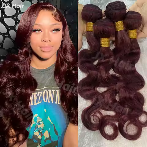 99J Burgundy Body Wave Bundles Brazilian Wind Red Color Human Hair Bundles 3/4 Pcs Hair Extensions B