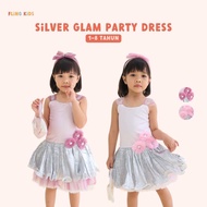 Fling KIDS - Silver Glam Party Dress FL-D0061 | Girl DRESS Skirt Silver (H-133/F-9563 B)