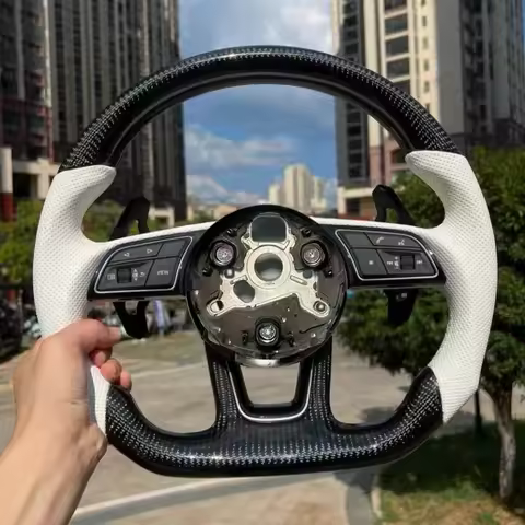 Carbon Fiber Semi Perforated Leather A4 B8 B9 S3 S4 S5 Rs5 Rs3 Rs4 A5 B9 Steering Wheel For Audi A3 