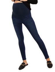 Womens Super Stretch Secret Fit Over The Belly Skinny Ankle Length Jeans Indigo Blue Motherhood Mate