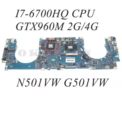 N501VW MAIN BOARD rev 2.0 60NB0AU0-MB4110-200 For ASUS G60V N501VW G501VW G58V UX501V UX501VW Mother