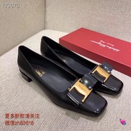 Genuine Leather Sole Salvatore Ferragamo Women's Shoe - Square Toe, 2.5 Heels