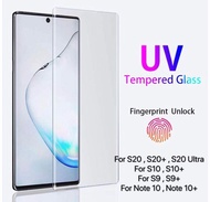 Galaxy S20 S20+ S20 Ultra S10 S10+ S9 S9+ Note 10 Note 10+ UV 3D 鋼化膜玻璃保護貼 指紋解鎖通用 Compatible with in-
