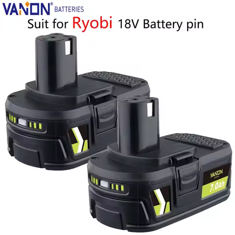 Vanon 2Pack P108 7.0Ah 18V MAX Lithium Battery Replace for Ryobi P102 P103 P104 P105 P106 P109 P122 