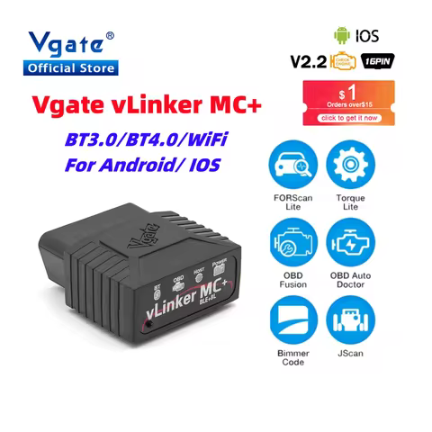 Vgate vLinker MC+ ELM 327 V2.2 Bluetooth Car Scanner OBD2 Wifi Auto Diagnostic Tool ELM327 OBD 2 obd