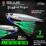 Micro Jig 7 Gram MONGKALO SOLUJIX 7gr Naked Hologram Silver Scales Complete 1 Set Double Assist HOOK