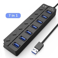 USB HUB 7 in 1 USB 3.0 5Gbps with Power Switch Plug and Play for PS4 for X-box No power cord
