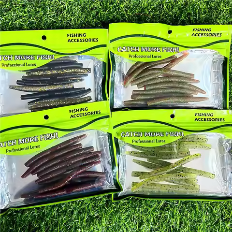SWOLFY 40pcs High Density Senko Soft Fishing Lure Worm Baits 80mm 3g 105mm 5.5g Wacky Rig For Bass F