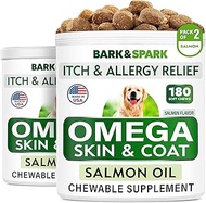 BARK&SPARK Omega 3 for Dogs - 360 Fish Oil Treats for Dog Shedding, Skin Allergy, Itch Relief, Hot S
