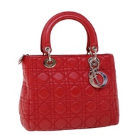 Christian Dior Lady Dior Canage 手袋小羊皮紅色正品 32628A