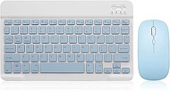 Bluetooth Keyboard and Mouse Combo Rechargeable Portable Wireless Keyboard Mouse Set for Apple iPad iPhone iOS 13 and Above Samsung Tablet Phone Smartphone Android Windows (10 inch Blue)