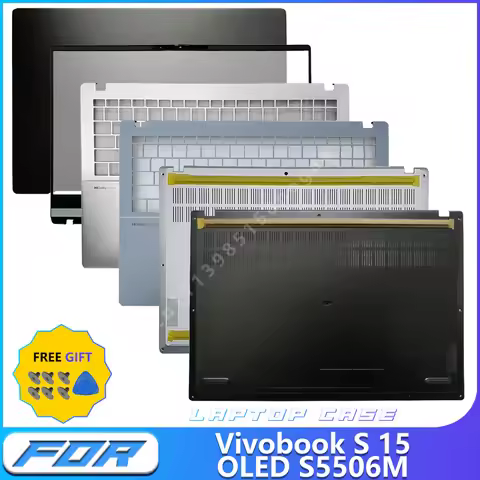 Laptop Base Cover LCD Back Cover LCD Bezel Hinge Upper Case For Vivobook S 15 OLED S5506M Replacemen