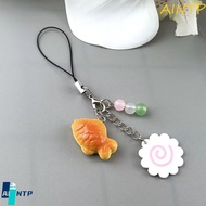 AINTP Fish Cake Keychain, Bag Keyring Japanese Food Taiyaki Pendant, Phone Lanyard Kawaii Pink Squid
