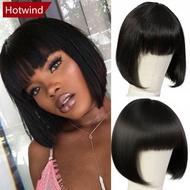HOTWIND Short Bob Wigs Hair Bangs Headband Bob Wig Natural and Realistic Fashionable Short Hair Head