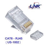 หัวแลน CAT6 RJ45 (10/Pack) MODULAR PLUG (ตัวผู้) ยี่ห้อ LINK (US-1002)