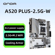 Aueis82 ONDA A520PLUS-2.5G-W Motherboard AMD AM4 For Ryzen 3/4/5 Series CPU 2*DDR4 PCI-E 3.0 X16 SAT