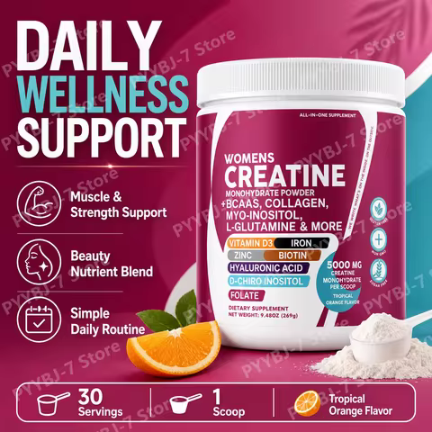 Female Creatine Powder Creatine Monohydrate Powder with BCAA & Amino Acids, Daily Health and Nutriti