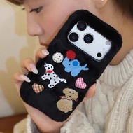 casing realme 12x 5g casing realme c15 Ins Style Embroidered Small Animal a57 Black Plush A58x/a97 P