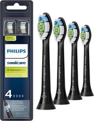 Philips 飛利浦 Sonicare 原廠 W DiamondClean 牙刷頭，4 個刷頭，黑色，HX6064/95