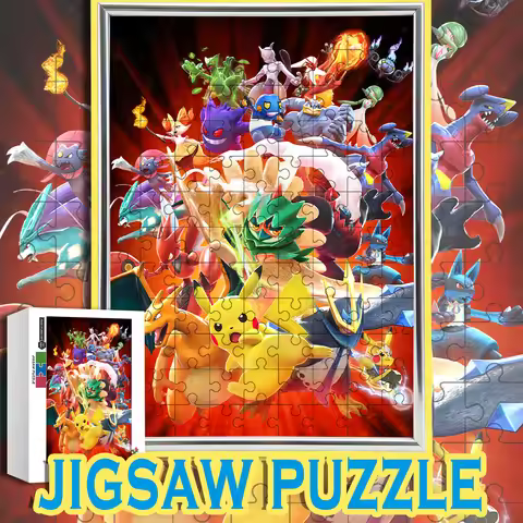 Japanese Anime Dynamic Pokemon All-Star Battle Scene Jigsaw Puzzle Multi Sizes