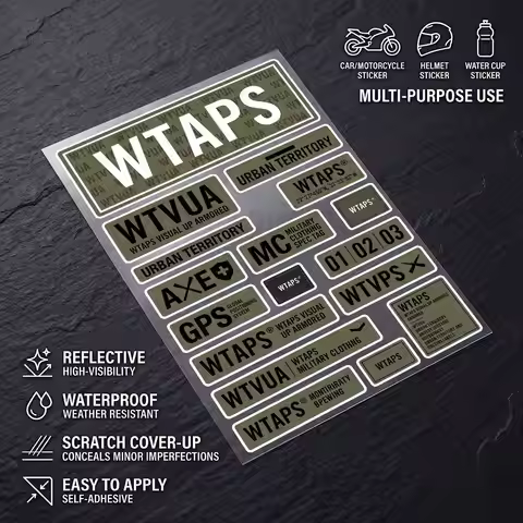 W-WTAPS Safety Reflective Waterproof Auto Decal Scratch Cover Stickers Universal For Bike Helmet Mug