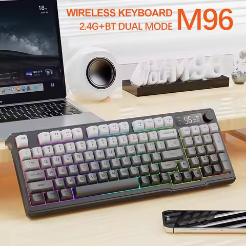 Free Wolf M96 Wireless Keyboard - Dual Mode (BT/2.4G) Gradient Keycaps OLED Screen Long Battery Life