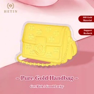 【HETIN】Pure Gold Handbag Gold Bar 999 Gold Pieces（0.3g）Emas Ornament—24K Gold Holiday Gifts