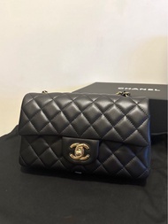 Chanel Classic Flap Mini Size 20cm 淡金扣 全新全套 黑色 經典款
