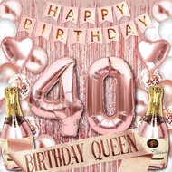 (SG SELLER) 40th Birthday Decorations, 40th Birthday Balloon, Rose Gold Birthday Decorations Set 40 