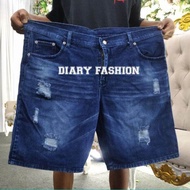 Celana Sobek Pendek Jumbo Pria Dewasa Bigsize Besar Denim 33-45/Celana Pendek Sobek Pria Jumbo/Jeans