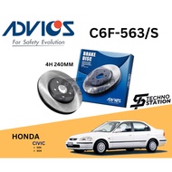 AISIN ADVICS Heavy Duty C6F-563/S Brake Disc Rotor Set Honda Civic SR4 SO4 V-Tec (FRONT) 4H 240MM