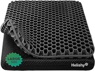 Extra Large Gel Seat Cushion for Long Sitting, Double Thick Egg Seat Cushion with Non-Slip Cover, Breathable Home Office Chair Pads Wheelchair Cushion for Relieving Back Pain Sciatica Pain (Black)