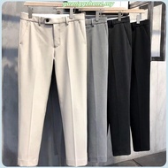 Malaysia SpotCOD Korean Casual Slim Fit Straight Cut Khaki Formal Office Cropped Suit Pants Men Selu