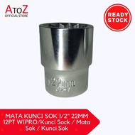 MATA 1/2" 22MM 12PT WIPRO SOCKET WRENCH - CHROME SOCKET SOCKET Bit SOCKET Wrench/ SOCKET Bit/ SOCKET