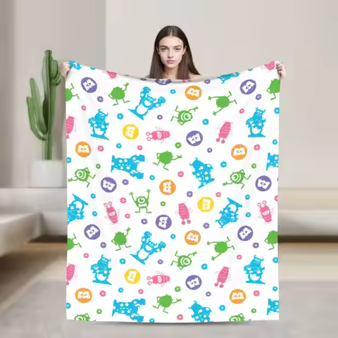 Mike James P. Sullivan Monsters Inc Pattern Flannel Blanket Vintage Throw Blanket for Sofa Bedding L