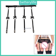 BTF PU Leather Bowknot Garter Belt Body Bondage Lingerie Suspender Belt for Stockings