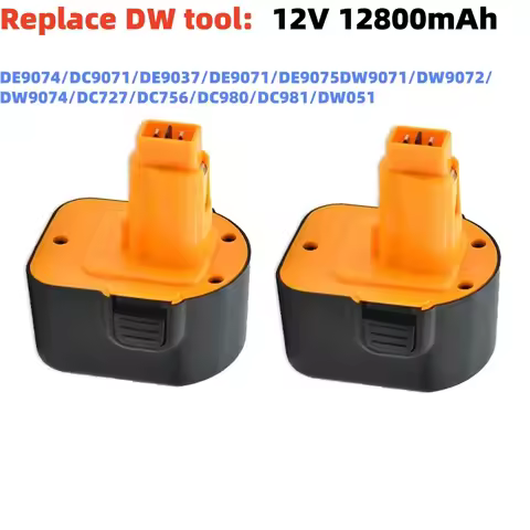 12V 12800mAh High Capacity Tool Battery Compatible with DE9074 DC9071 DE9037 DE9071 DE9075 DW9071 DW