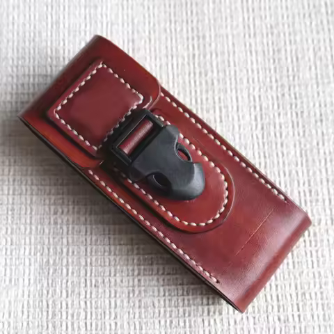Custom Hand Made Leather Sheath Pouch Pocket Knife Case for 130mm Victorinox Swiss Army Knife(KNIFE 