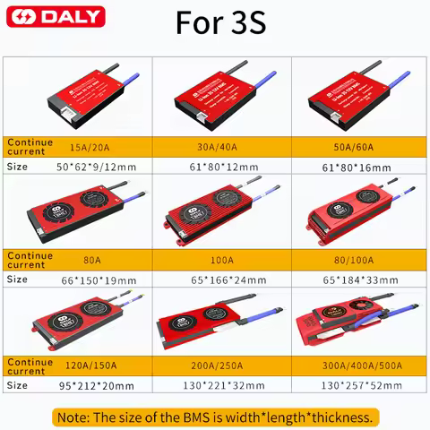 DALY 3S 12V Li-ion BMS 3S 11.1V 15A 20A 30A 40A 50A 60A 80A 100A 18650 Lithium BMS Balanced Charging