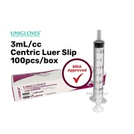 Medical Connecx Unigloves Luer Slip Syringe 3 mL CC MDA sterile box of 100pcs