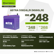 ASTRA NS60L/R 55B24L/R MF Car Battery (Next Day Delivery)