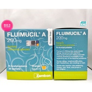 FLUIMUCIL A 200MG GRANULES N-ACETYLCYSTEINE 30's Sachets Orange Flavour *SUGAR FREE* (Exp 10/2026)