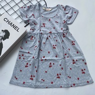 Dress 1y - 8y/9y 100% Cotton Strawberry Biru