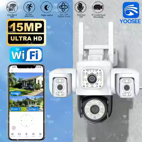15MP PTZ WiFi Camera Four Len Three Screen 360° 16X Zoom Camera Outdoor Wireless Surveillance Auto T