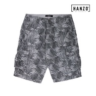 HANZO Men Short Pant Slim Fit Short Cargo Pant Floral Cotton Pant Seluar Pendek Lelaki-JL9805-Grey