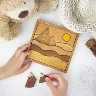 兒童木製拼圖山 蒙台梭利感官玩具 孩子男孩女孩禮物