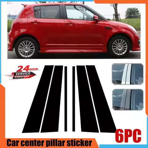 Glossy Black Car Pillar Posts Door Window Trim Cover For Suzuki Swift 5-Door 2005-2016 BC Column Sti