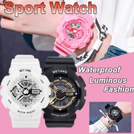 Ins Sport Watch for Student Waterproof Luminous Watch Couple Sports Waterproof Watch Dual Dial Watch With Box for Girls Boys am tangan kanak kanak lelaki jam tangan wanita潮流独角兽电子手表男女学生手表