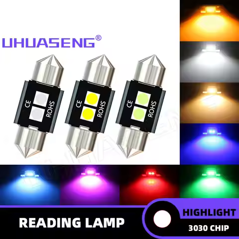UHUASENG 2PCS Highlight C5W 28mm Led Bulb Festoon Warm White Red Blue Pink C10W Interior Reading Dom